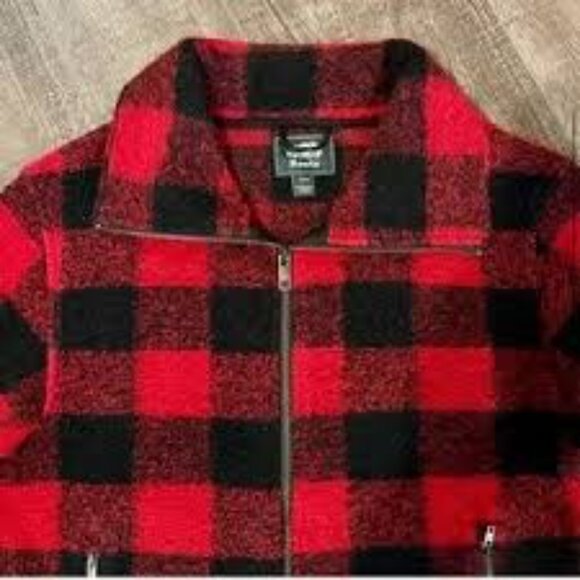 Roots Red Black Buffalo Plaid Winter Coat - Picture 3 of 3